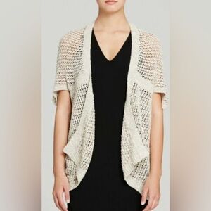EILEEN FISHER BEIGE MALIBU LINEN COTTON NET KIMONO CARDIGAN SIZE Medium